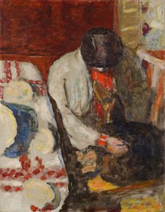 Marthe aan de witte tafelkleed door Pierre Bonnard