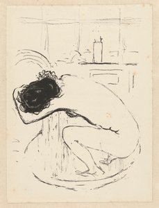Naakte vrouw zit gehurkt in tobbe en wast zich Le Tub door Pierre Bonnard