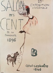 Poster die de 23e tentoonstelling van de Salon des Cent, 1896, adverteert