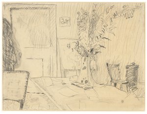 Bloempot in de eetkamer van Le Cannet door Pierre Bonnard