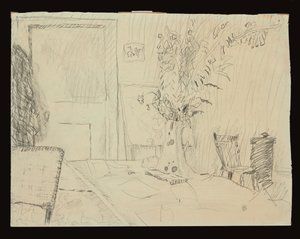 Bloempot in de eetkamer van Le Cannet door Pierre Bonnard