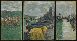 De renbaan van Longchamp Les courses à Longchamp. Drieluik, 1897 door Pierre Bonnard