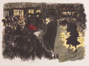 Het plein in de avond door Pierre Bonnard