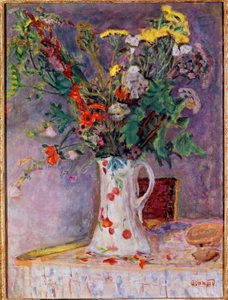 Vaas met bloemen door Pierre Bonnard