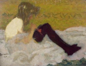 Vrouw met zwarte kousen door Pierre Bonnard