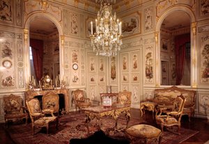 Zicht op de salon van het kasteel van Champs sur Marne, gerealiseerd door architecten Pierre Bullet en zijn zoon Jean Baptiste Bullet de Chamblain tussen 1699 en 1706