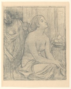 Vrouw aan haar toilet door Pierre Cécile Puvis de Chavannes