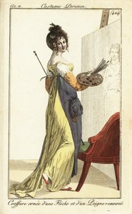 Vrouwelijke kunstenaar voor een olieverfschilderij, Parijs door Pierre Charles Baquoy