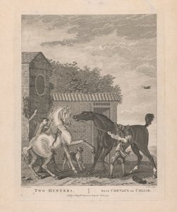 2. Twee jagers / Deux Chevaux de Chasse door Pierre Charles Canot