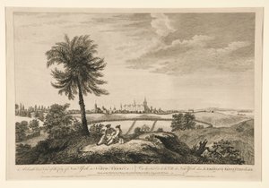 Een zuidoostelijk uitzicht op de stad New York, in Noord-Amerika