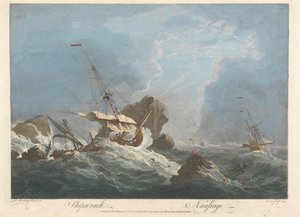 Schipbreuk door Pierre Charles Canot