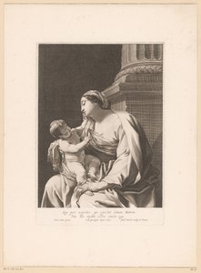 Maria met Kind aan de voet van een zuil door Pierre Daret