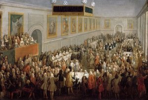 Feest na de kroning van Lodewijk XV in het Aartsbisschoppelijk Paleis in Reims
