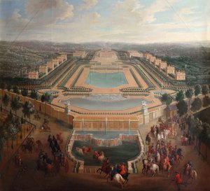 Algemeen uitzicht op het kasteel en de paviljoens in Marly