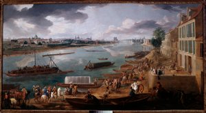 Zicht op Parijs, genomen vanaf de Quai de la Rapee in 1716
