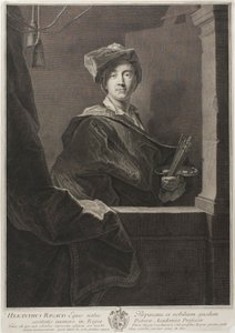Portret van Hyacinthe Rigaud door Pierre Drevet