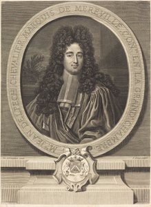 Jean Delpech, Markies van Méréville door Pierre Drevet after Nicolas de Largillierre