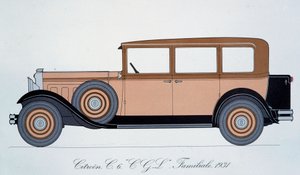 Plaat met de Citroën gezinsauto van 1931 door Pierre Dumont