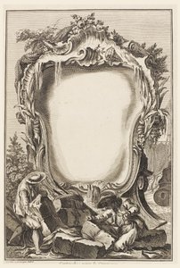 Cartouche voor de Handel (Cartouche Omringd door Elementen van Maritieme Handel) door Pierre Edme Babel