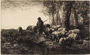 Stilte en nacht van de bossen door Pierre Edmond Alexandre Hedouin