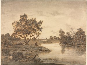 De Visser Le Pêcheur, ca. 1840-45 door Pierre Etienne Theodore Rousseau