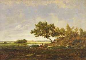 De vijver aan de voet van de heuvel, ca.1848-55 door Pierre Etienne Theodore Rousseau
