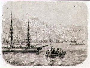 Uitzicht op Quebec in de jaren 1860, gegraveerd door Laly (gravure)