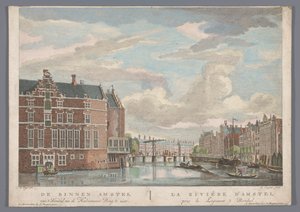 Gezicht op de Halvemaansbrug over de Amstel te Amsterdam door Pierre Fouquet