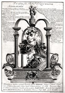 Ter ere van de Zeer Eerwaarde Robert Walpole (1676-1745) 1e Graaf van Orford door Pierre Fourdrinier