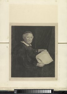 Portret van schrijfmeester Lieven Willemsz. van Coppenol: grote plaat door Pierre François Basan