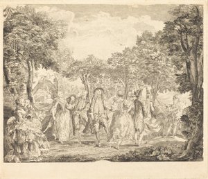 Ballet in de opera door Pierre François Basan after Gabriel Jacques de Saint Aubin