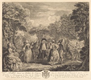 Ballet in de opera door Pierre François Basan after Gabriel Jacques de Saint Aubin