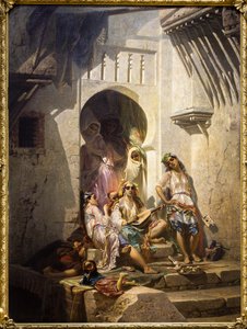 Vrouwen van Algiers, interieur binnenplaats door Pierre François Eugène (after) Giraud