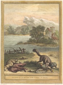 De Wolf en de Vos door Pierre François Tardieu after Jean Baptiste Oudry