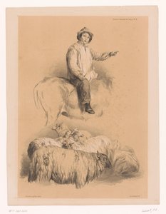 Studies van een herder en een kudde schapen