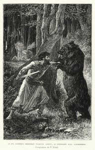 Le Duc Godefroy Demeurait Toujours Debout, Se Defendant Avec Acharnement (gravure)