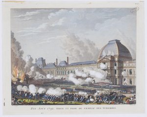 De bestorming van het Tuilerieënpaleis op 10 augustus 1792 door Pierre Gabriel Berthault