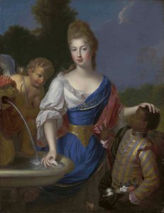 Portret van een dame, driekwart lengte, traditioneel geïdentificeerd als Louise Bernardine de Durfort, hertogin van Duras door Pierre Gobert