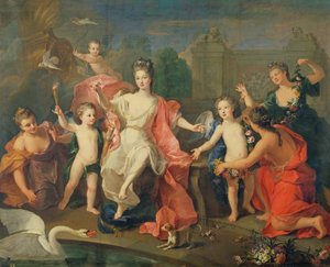 De Hertogin van Bourgondië en haar Kinderen door Pierre Gobert