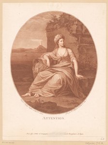 Antieke vrouwelijke figuur in vulkaanlandschap door Pierre Guillaume Alexandre Beljambe
