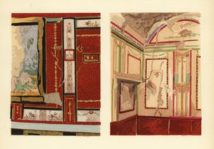 Huis van Tullius Faustus aan de Strada della Fortuna (links), en huis van Popidius Priscus (rechts), Pompeii, Kamer van een huis gelegen aan de straat van het Fortuin, Regio IV door Pierre Gusman