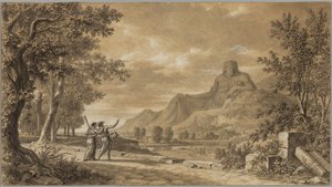 Athosberg uitgehouwen als monument voor Alexander de Grote door Pierre Henri de Valenciennes