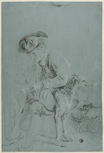 Zittende Man met Hond