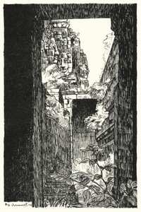 In de Bayon, glimp door een ingestort dak door Pierre Jeannerat de Beerski