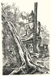 De Boeddha van Tep Pranam (gravure) door Pierre Jeannerat de Beerski