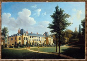 Eerste Keizerrijk: Uitzicht op het kasteel van Malmaison, gevel aan het park door Pierre Joseph Petit