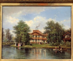 Het chalet van de gele deur, restaurant in het Bois de Vincennes door Pierre Justin Ouvrie