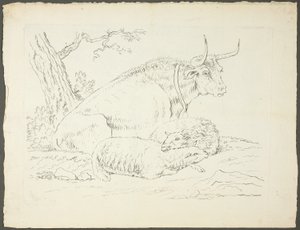Een stier en twee schapen door Pierre Lelu