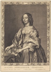 Rachel, Gravin van Middlesex door Pierre Lombard after Sir Anthony van Dyck