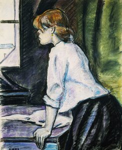Meisje bij een raam; Jeune Fille a la Fenetre door Pierre Loti